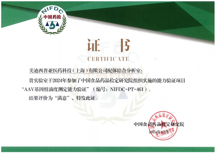 权威认证再+1！CA88通过AAV基因组滴度测定能力验证